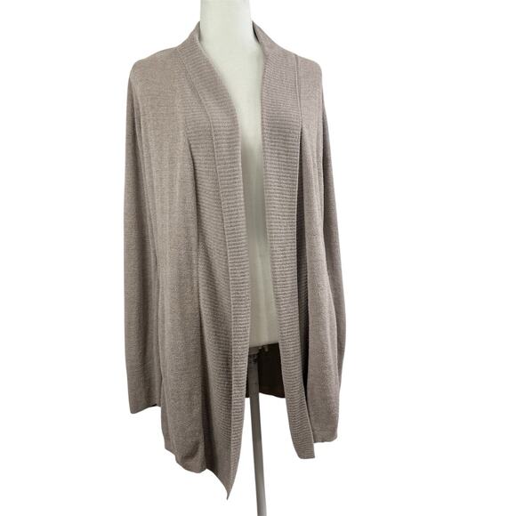 Barefoot Dreams Cozychic Ultra Lite Knit Cardigan XS Tie Back Shawl Collar Taupe - Picture 11 of 13